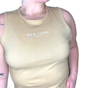 NY Jeans Nude Tan Tank Top Racerback Large Y2K